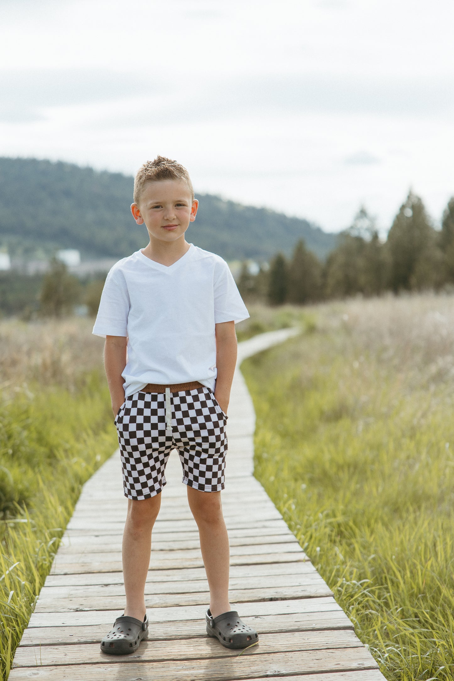Check jogger shorts