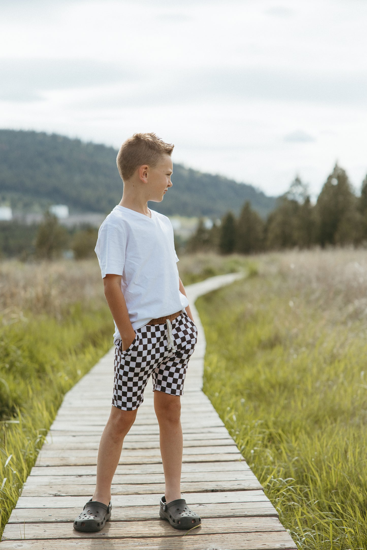 Check jogger shorts