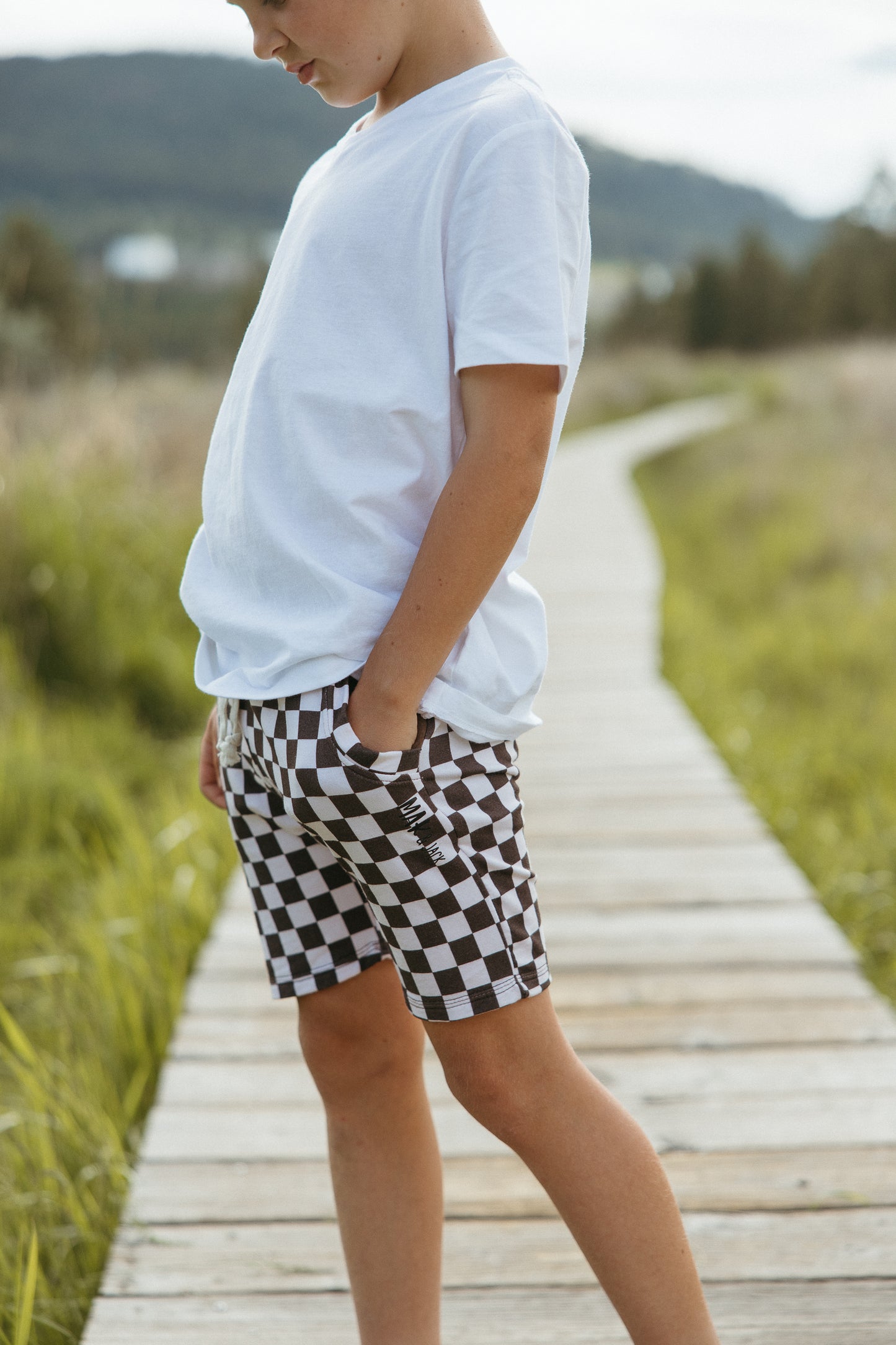Check jogger shorts