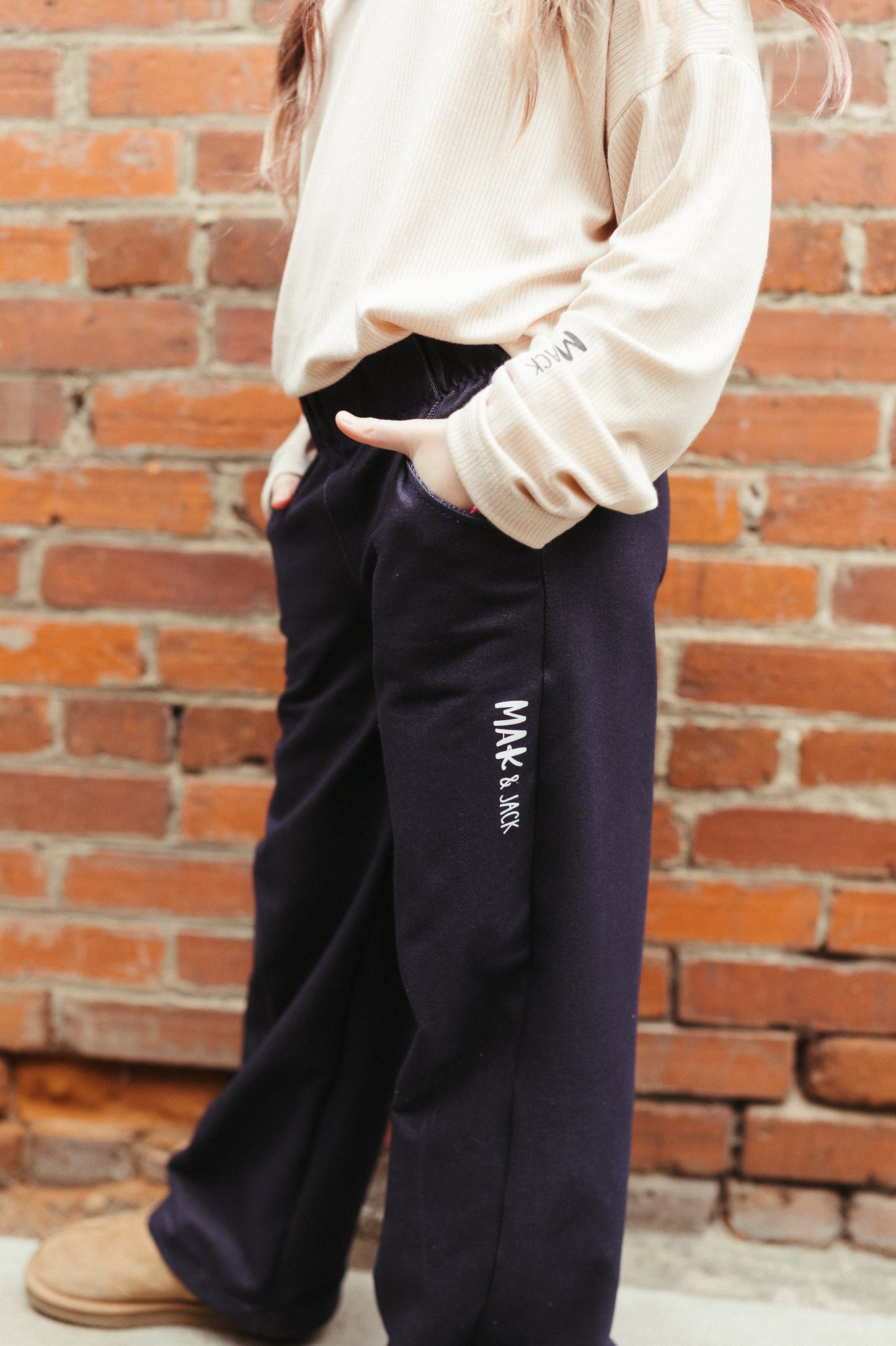 Wide leg denim pants
