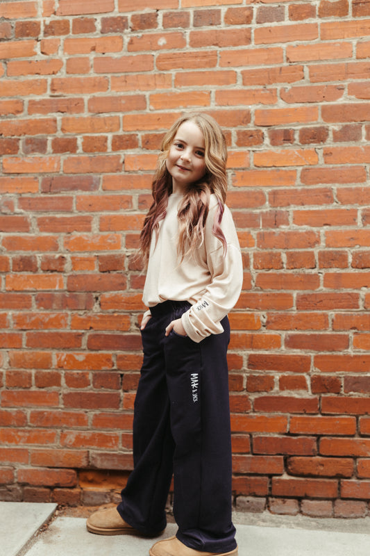 Wide leg denim pants